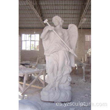 Blanco mármol religiosa de gran tamaño estatua del ángel